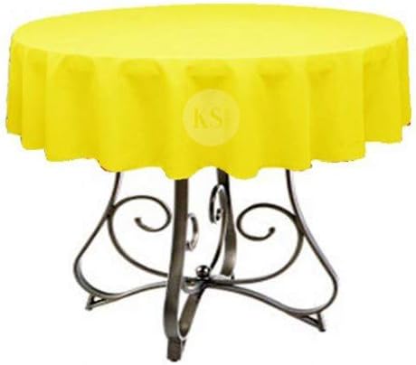 Round 72-Inch Polyester Tablecloth - Available in Over 45 Colors, Ideal for Restaurants and Versatile Event Overlays Choose from Classic White, Elegant Black, and More! (Yellow) by KS+Linens