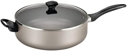 Farberware Dishwasher Safe Nonstick Aluminum Jumbo Cooker Chef's Pan with Lid and Helper Handle, Kitchen Cookware, 6-Quart, Champagne by Farberware