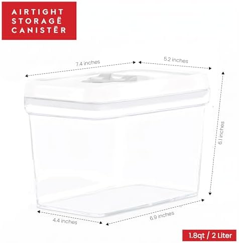 DWËLLZA KITCHEN Airtight Food Storage Containers with White Lids 2L - 4 Pc Clear Plastic Pantry Snacks Kitchen Container, Baking Supplies, 4LB Sugar & Flour Canister BPA-Free - Image 4