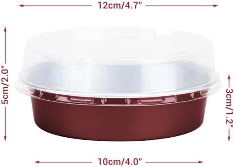 Beasea Disposable Mini Pie Tins with Lids, 20 Pack 4” 7.3oz 215ml Small Round Aluminum Baking Tart Foil Container for Individual Dessert Cupcake Cheesecake Ramekin Quiche Oven Dishes - Wine Red - Image 2