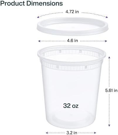 Reusable Plastic BPA-Free Food Storage Deli Container Leak‑Proof | 32oz, 50 set, Heavy Duty, Microwave, Freezer & Dishwasher Safe, Stackable - Image 5