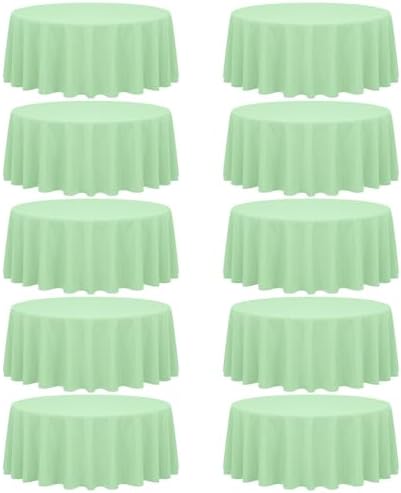 10 Pack Sage Green Round Tablecloths,70 Inch Polyester Table Cloth by FXKS