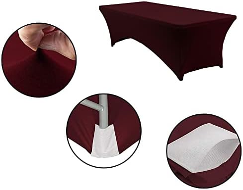 MDS® Pack of 10 Spandex Tablecloth 4FT Tight Fitted Stretch Table Cover – Washable Wrinkle-Free Reusable Elastic Patio Tablecloth for Wedding, Party, Banquet, Trade Show, Event Décor - Burgundy - Image 4