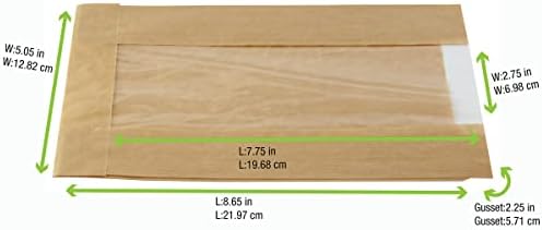 PACKNWOOD - 210SVIS2214 - Brown Kraft Bag with Window - Kraft Sealable Bag with Window - Clear Front Brown Kraft Paper - Recyclable Paper Bags - (8.7" x 5.5" x 2.4") - (Case of 1000) - Image 3