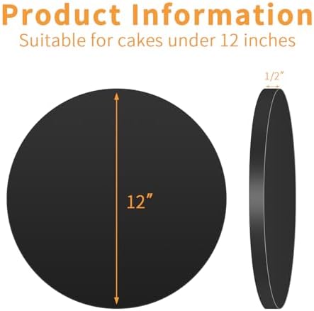 10packs Cake Boards 12 Inch Round,1/2" Thick Cake Drum, Cake Board Food Grade Cake Base, White Cake Cardboard Circles Bases para Pasteles for Wedding & Party & Pizza Desserts（Black 12inch/10pcs） - Image 2