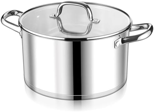 LIANYU Stainless Steel Stock Pot, 8 QT Large Soup Pot for Home Kitchen by LIANYU