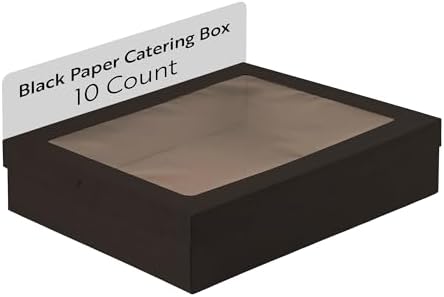 Restaurantware Rectangle Black Paper Catering Box, 10 Pack by Restaurantware