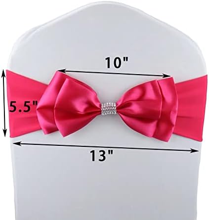 6 PCS Double Bows Stretch Chair Sashes, for Wedding Party Chair Cover Decoration, Spandex Stretch Chairs Bands (Pack of 6 Rose) - Image 6