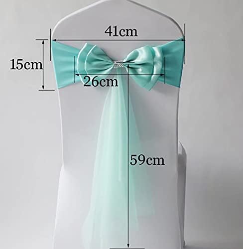 100Pcs Stretch Satin Chair Sashes Bows Chair Bands Decor for Hotel Wedding Reception Party Event Chair Cover Decoration Light Blue - Image 4