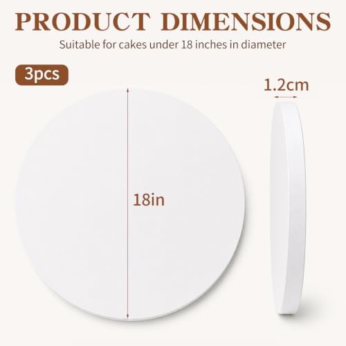 18 Inch White Cake Drum, 1/2" Thick Double Wall Corrugated Round Cake Board, Heavy Duty Greaseproof Cake Base Stand for Tiered Wedding Cakes - Image 3