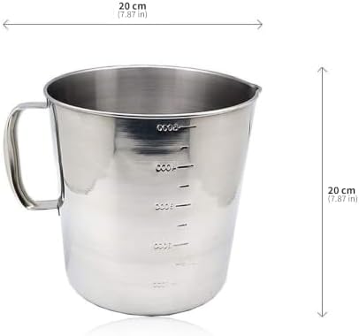 5L (169oz) 304 Stainless Steel Measuring Pitcher – Measuring Cup with Handle & Spout, Large Capacity Container for Baking, Brewing, and Restaurant Use - Maid in South Korea by Unknown