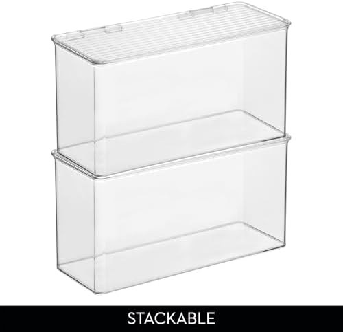 iDesign Plastic Stackable Hinged-Lid Storage Box - Set of 4 - Clear - Image 5
