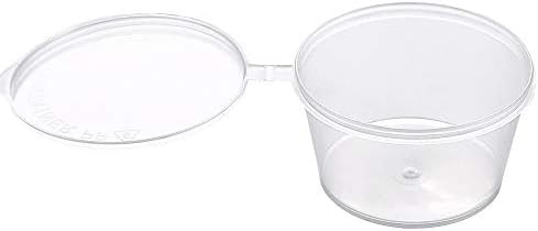 Brightalk [2 oz. - 100 Sets] Disposable Plastic Portion Cups with Lids, Stackable Airtight Dressing Container To Go, Jello Shot Cups Souffle Cups Sauce Cups by Brightalk