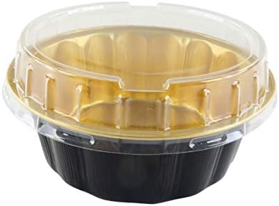 KitchenDance 8 oz Disposable Round Aluminum Foil Pan with Snap-on Plastic Lid - Mini Cake Pans with Lids, Mini Cake Tins, Mini Aluminum Pans with Lids - Vibrant Colors, Sturdy Scalloped Design - A8P by KitchenDance