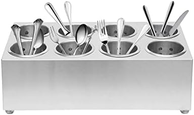 Commercial Utensil Holder, 8 Holes Flatware Cylinder Holder Stainless Steel Utensil Storage Caddy Drying Rack Countertop Silverware Organizer for Restaurants, Catering (8 Holes) - Image 2