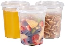Jaluxing 32oz Plastic Deli Containers, 240 Sets - Leakproof, Stackable, BPA Free, Microwavable, Freezer Safe by JALUXING