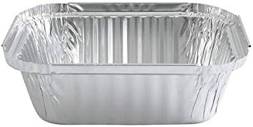 Tiger Chef Oblong Aluminum Tin Foil 1 Pound Pans Dimensions: 5.56" X 4.56" X 1.63" Disposable Freezer to Oven Safe Containers for Takeout, Baking, Cooking, Storing and Freezing - 50 Pack by TigerChef