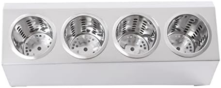 DYNAMI 4-Compartment Stainless Steel Utensil Holder,Commercial Perforated Silverware Holder,Cylinder Silverware Utensil Holder Flatware Organizer Countertop,for Restaurant Kitchen (4-Compartment) - Image 3