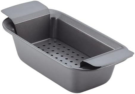 Rachael Ray Bakeware Meatloaf/Nonstick Baking Loaf Pan with Insert, 9 Inch x 5 Inch, Gray by RachaelRayKitchenware