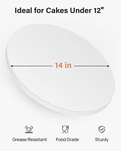 Kootek 12 Pack Cake Boards 14 Inch Round Cake Drums Base para Pastel | Disposable, 1/2 Inch Thick, Sturdy Corrugated Cardboard Base, Smooth & Grease-resistant Surface, White, for Multi-tiered Cake - Image 3