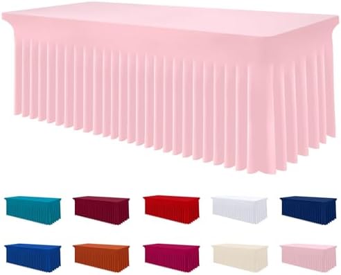 Smiry Spandex Elastic Fitted Table Cloth Skirt for 4FT Rectangle Table by Smiry