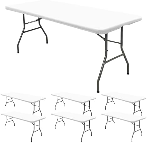 6 Pack Stretch Table Top Cap Cover, White, 30" x 96" by REWOMC
