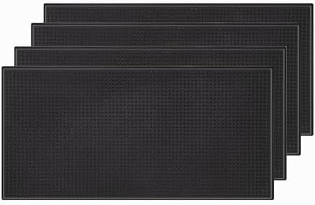 4 Pack Bar Mat, Dish Drying Mat, Large 31.5in x 12in Rubber Thick Durable Service Bar Mat for Home Kitchen Countertop Mat, Espresso Coffee Bar Mat, Black by Jinmuxilll