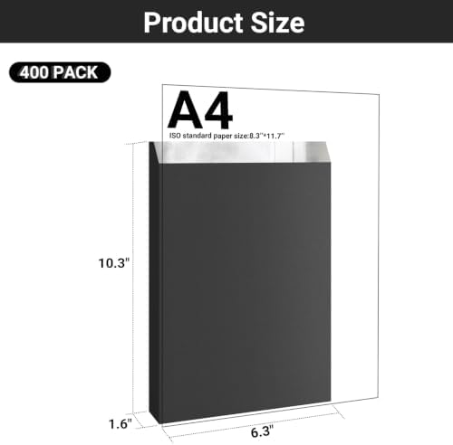 EUSOAR Foil Bags for Food, 400 Pcs 6.3"x10.3"x1.6" Black Sandwich Hamburger Hot Dog Wrappers Bags, Aluminum Grease Resistant Snack Serving Bag Kitchen Grease Bag Pouches for Fast Food BBQ Take-out - Image 2