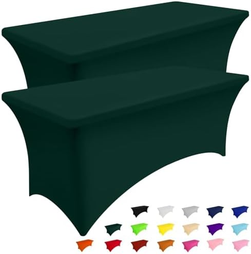 Smiry 5Pack Spandex Table Cloth 6FT, Elastic Fitted Hunter Green Tablecloth by Smiry