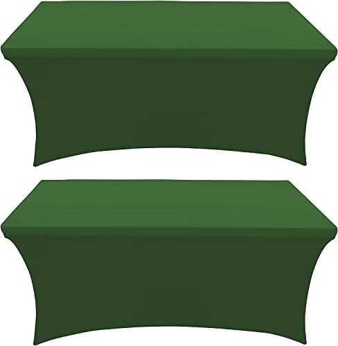 Banquet Tables Pro 6 ft Hunter Green 2 Pack Stretch Tight Fit Spandex Rectangular Folding Tablecover for 30Wx72Lx30H Folding Patio Tables, Banquet,Party by BanquetTablesPro
