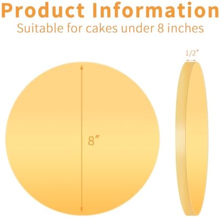 10Pcs Round Gold Cake Drums 8 Inch, Cake Boards 8In, Cake Drums Round 8 Inches Cake Boards with 1/2-Inch Thick Smooth Edges for Multi Tiered Birthday Wedding Party Cakes Drum Board (Gold 8inch/10pcs) - Image 2