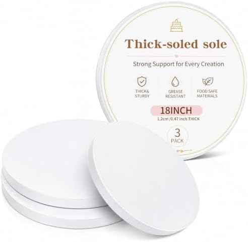 18 Inch White Cake Drum, 1/2" Thick Double Wall Corrugated Round Cake Board, Heavy Duty Greaseproof Cake Base Stand for Tiered Wedding Cakes by JCD