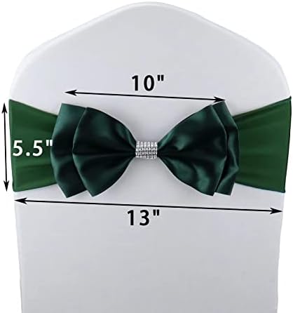 20 PCS Double Bows Stretch Chair Sashes, for Wedding Party Chair Cover Decoration, Spandex Stretch Chairs Bands (Pack of 20 Dark Green) - Image 6
