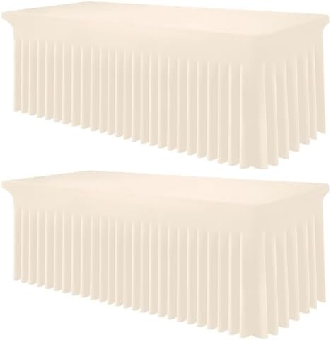 Smiry 2 Pack Spandex Elastic Fitted Table Cloth Skirt for 5FT Table by Smiry