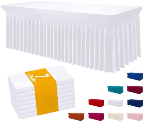 Smiry 7 Pack Spandex Elastic Fitted Table Cloth Skirt for 6FT Table by Smiry