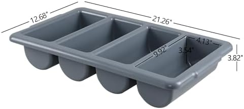 Obstnny 4-Pack 4-Compartment Plastic Commercial Cutlery Bin Trays | Silverware Organizer Bin - Image 4