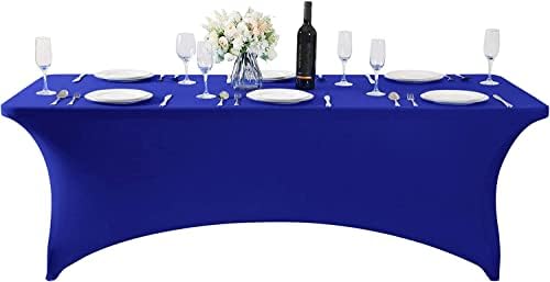 MDS® Pack of 12 Spandex Tablecloth 6FT Tight Fitted Stretch Table Cover – Washable Wrinkle-Free Reusable Elastic Patio Tablecloth for Wedding, Party, Banquet, Trade Show, Event Décor - Royal Blue - Image 2