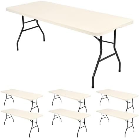 6 Pack Stretch Table Top Cap Cover, Ivory, 30" x 96" by REWOMC