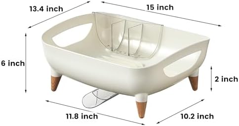 Dish Rack, Dish Drying Rack for Kitchen Counter, Dish Drainer with Drainboard Set and Utensil Holder, Sink Drying Dish Strainer Rack (White) - Image 3