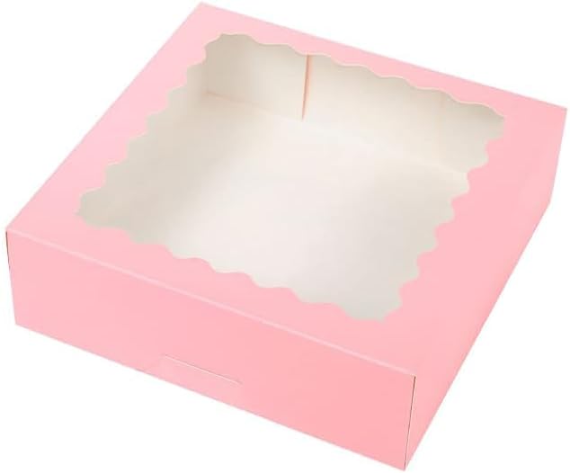 Generic 50PCS (8x8x2.4inch) Cake Boxes with Window Bakery Boxes Pastry Boxes for Cake, Pastries Chocolates Cupcakes Valentine's Day (50PCS Pink), 8825-8CDGH by Unknown