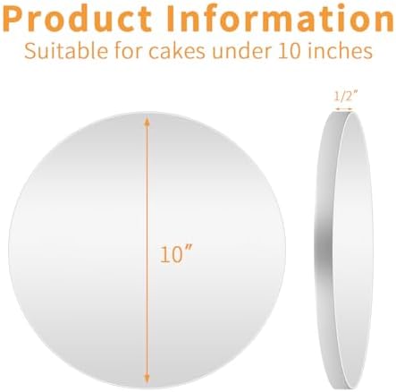 10in Silver Wraparound Cake Pastry Round Drum Board 1/2 Inch Thick, 10 Inch Diameter - Pack of 10(Sliver 10inch/10pcs) - Image 2