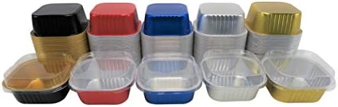 KitchenDance Disposable Foil Cake and Dessert Cup Set with Lid - 4.5 x 4.5" Square Cake Baking Pan for Hotels, Restaurants - Heavy Duty Aluminum Pan for Baking and Preparing Food, #A-24P (100, Blue) - Image 7
