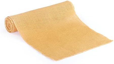 MDS® Pack of 20 Natural Burlap Table Runner, 12 x 108 Inch, Jute Rustic Farmhouse Boho Table Decor for Wedding Reception, Dining Table, Bridal Shower, Baby Shower & Party Decorations - Gold - Image 4