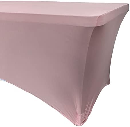 YOUR CHAIR COVERS Rectangular Spandex Table Covers 8ft Fitted Tablecloth Wedding Event Patio Decorations Elastic Fabric Stretch Tables Cover for 8 ft Folding Table (Blush) - Image 3