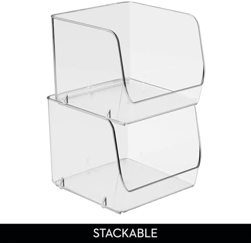 iDesign Stackable Open-Front Storage Bins, Set of 3, Clear - Image 5
