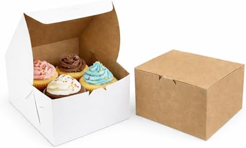FC Meyer Bakery Boxes - Reversible 8” Classic Cake Box, Secure Your Bakery Box With Special Side Panel Clips & A Front Tuck Lock, No Taping Or Twine Needed, Made In USA, Size 8 x 8 x 5 (Pack of 50) by FCMeyerPackagingLLC