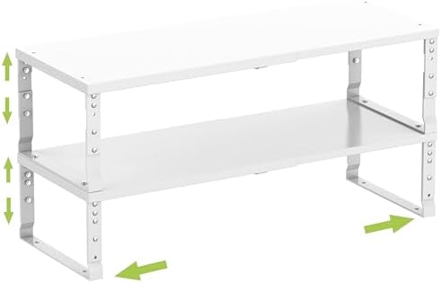 Jojocross Expandable Cabinet Shelf Organizer Storage Spice Rack Shelves for Kitchen Stackable Adjustable Pantry Cupboard Bathroom Countertop Desktop(2Packs/White/Large) by JOJOCROSSHIGHQUALITYLIFE