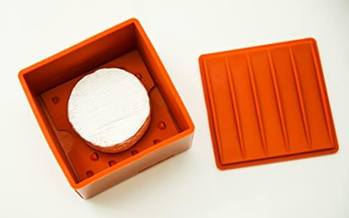 CapaBunga Cheese Vault for Soft Cheese - Reusable Artisan Cheese Storage Container for Fridge - Food Grade Silicone Cheese Container 5x5x3.5” - Easy to Clean Cheese Keeper for Refrigerator – Orange - Image 5