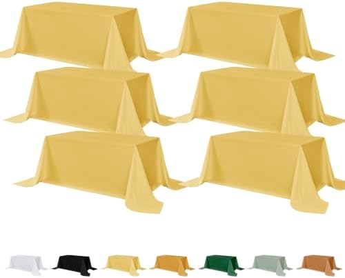 Fitable 6 Pack Yellow Tablecloths for Rectangle Tables, 90 x 156 Inch by Fitable