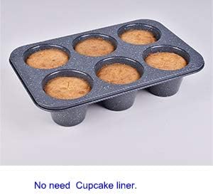 Monfish 2pcs Jumbo Deep Muffin Pan - 6-Cavity Baking Tray, 3.5x3 Inch Cups - Carbon Steel - Black Granite Stone Finish - Extra Large Cupcake Tins for Baking (2 deep muffin) - Image 4